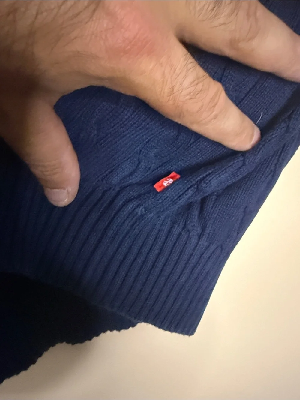 Izod Men's Navy Cable-Knit Quarter-Zip Sweater 100% cotton